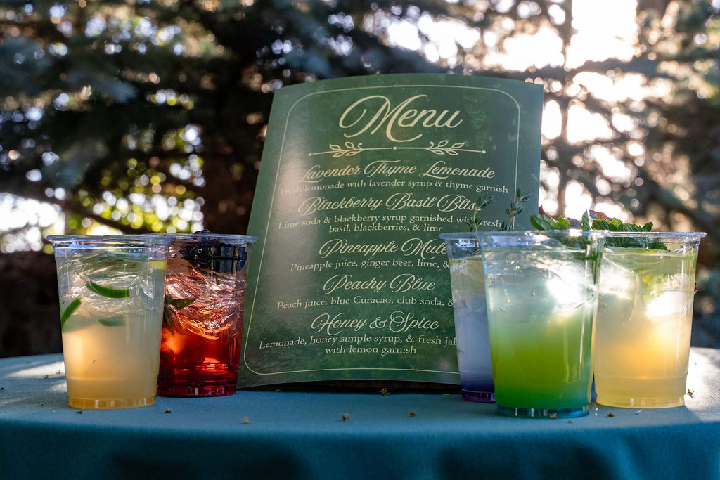 Menu board beside the evening's handcrafted refreshers